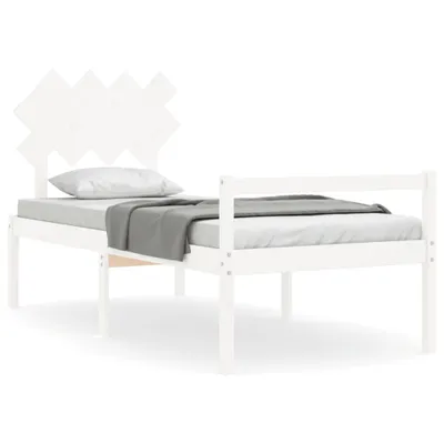 Produktbild von vidaXL Seniorenbett mit Kopfteil 90x200 cm Weiß Massivholz