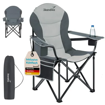 Produktbild von Skandika Campingstuhl Relax Comfort | Bequemer Klappstuhl mit Getränkehalter und Kühlfach, bis max. 160 kg, klappbar, leicht | Faltstuhl für Camping