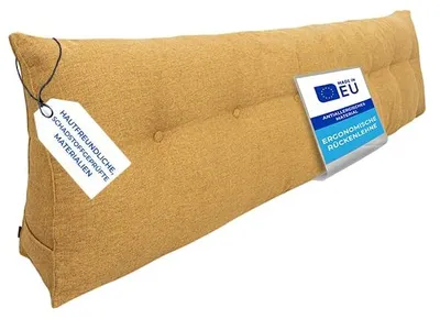 Produktbild von Pillows24 - Rückenkissen für Bett & Sofa mit abnehmbarem, waschbarem Bezug - 180cm breit | Großes Lesekissen - Keilkissen, Gelb
