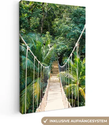 Zdjęcie produktu dla MuchoWow® - Obraz na płótnie - Dżungla - Palma - Most - Natura - Rośliny, fototapeta, dekoracja ścienna do salonu, 40x60cm