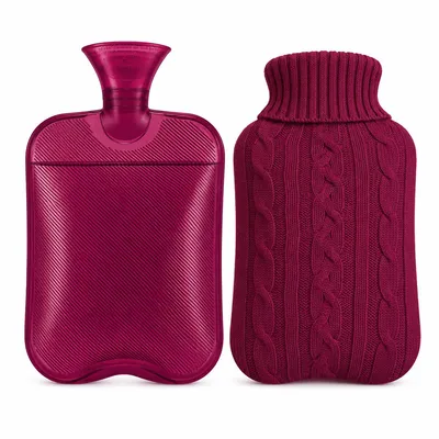 Produktbild von Wärmflasche 2L mit Bezug, auslaufsichere Heißwasserflasche PVC, Wärmeflasche für Bauch Rücken Füße, wiederverwendbar für Wärme & Kälte