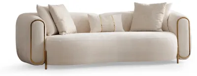 Obrázek produktu pro Pohovka 3místná béžová obývací pokoj čalounění pohovky design textilní  moderní