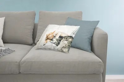 Produktbild von MuchoWow® Zierkissen Sofakissen Wohnzimmer Dekokissen 60x40 cm Katzen - Sofa - Wohnzimmer - Kopfkissen - Polster mit Foto