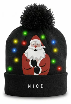 Image de JAP, bonnet de Noël avec des lumières - Père Noël gentil/coquin - Noir