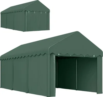 Produktbild von Outsunny Carport 3x6 m Zeltgarage mit Rolltüren, Dach, abnehmbaren Seitenwänden