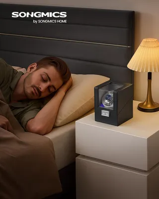 Obrázek produktu pro SONGMICS, automatický otáčka pro hodinky, tichý motor, 4 režimy, LED osvětlení, rozměry 12,2 x 15,9 x 12,9 cm, vícebarevné provedení, Obrázek vytvořený pomocí AI