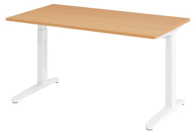 Produktbild von bümö Schreibtisch Serie-XB - Nachbildung: Buche, Gestell: Weiß, Größe:  140 x 80 cm