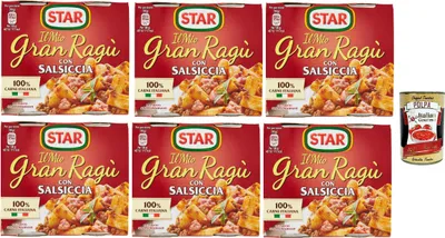Produktbild von Il Mio Gran Ragù Star con Salsiccia tomatensauce sauce mit italienischer Wurst Tomatensuppe Pastasauce 12x 180g + Italian Gourmet polpa 400g