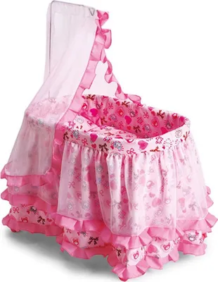 Produktbild von Puppenbett, Puppenwiege Princess 9376, mit Himmel und Rüschchen 61,5 x 43 x 85cm