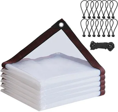 Image de Bâche transparente à œillets - Imperméable et polyvalente - 2 x 4 m