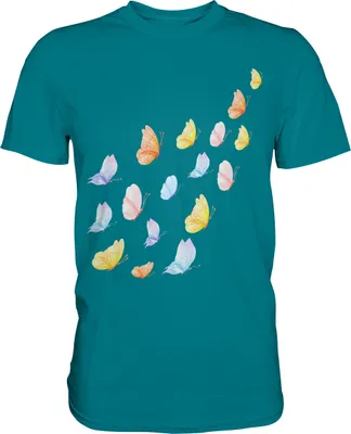 Produktbild von Aquarell Schmetterlinge T-Shirt – Diva Blue / L