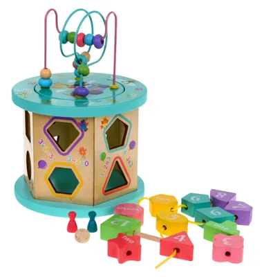 Produktbild von Lernwürfel aus Holz, 4-in-1, für Kinder - Sortier- und Steckspiel