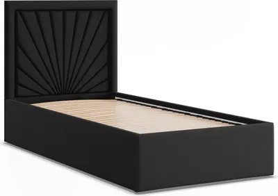 Produktbild von Polsterbett 90x200 VASTO ohne Bettkasten mit Holzlattenrost, Einzelbett mit Kopfteil Schwarz Geflecht