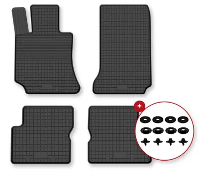 Image de Tapis de sol en caoutchouc pour Mercedes E A238 2017-2023 (cabriolet) – 4 pièces, noirs, semi-universel, adapté