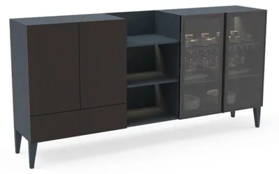 Image de Buffet moderne Meuble en bois Commode marron noir Nouveau