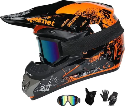 Produktbild von Vollgesichts-MTB-Fahrradhelm für Kinder - Grün & Orange, 4 Größen Verfügbar