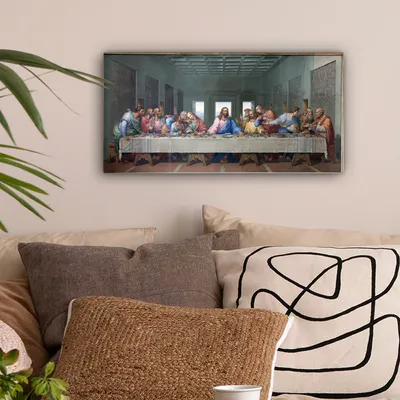 Produktbild von MuchoWow® - Leinwandbilder - Das letzte Abendmahl - Leonardo da Vinci, Wandbild, Wanddeko Bilder Wohnzimmer, 40x20 cm