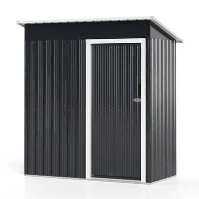 Zdjęcie produktu dla Metalowa szopa ogrodowa COSTWAY 163x86cm, szopa narzędziowa z zamykanymi drzwiami przesuwnymi i dachem dwuspadowym, zewnętrzna szopa narzędziowa