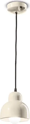 Produktbild von Hängeleuchte Keramik E27 rund D: 15 cm H: max. 136 cm Creme Retro Keramiklampe