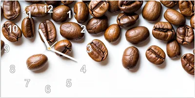 Produktbild von Wanduhr aus Glas mit Motiv Kaffeebohnen- 60 x 30 cm - inkl. Aufhängesystem