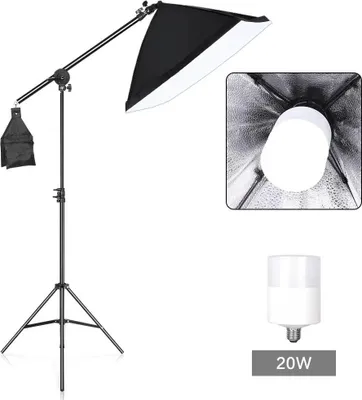 Produktbild von Softbox-Beleuchtungsset, verstellbares Stativ, E27-Glühbirnenkompatibilität , Mit 20W-Glühbirnen