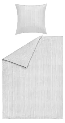 Produktbild von Satin-Bettwäsche - 155 x 220 cm - Grau - Weiß - Baumwolle - mit Reißverschluss