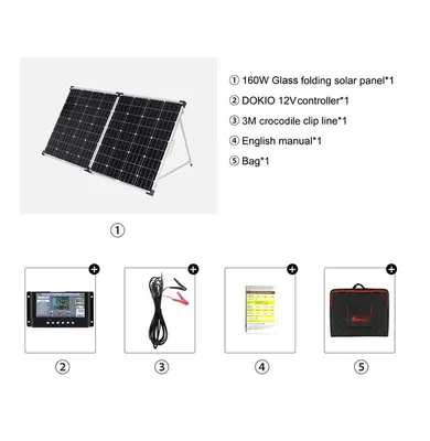 Obrázok produktu pre Skladací solárny modul, ľahká konštrukcia, vysoký výkon, 160 W