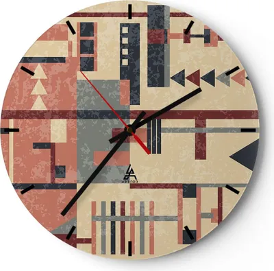 Produktbild von Wanduhr - Rund - Glasuhr - Abstraktion modern - 30x30cm - Schleichendes Uhrwerk - Lautlos - zum Aufhängen bereit - Dekoration Modern - Wanddekoration aus Glas - C3AR30x30-3863