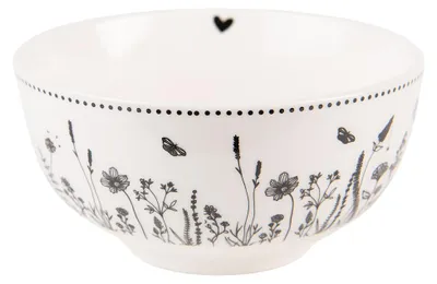 Image de Clayre & Eef Bol de soupe 500 ml Beige Noir Porcelaine Fleurs