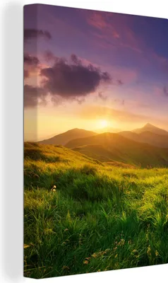 Zdjęcie produktu dla OneMillionCanvasses® - Obrazy na płótnie - 90x140 cm, Góry - Słońce - Natura, Dekoracja ścienna - Zdjęcie na płótnie - Obraz na drewnianej ramie - Dekoracja ścienna - Sypialnia