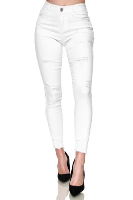 Produktbild von Elara Damen Jeans High Waist Destroyed YH 541 White-46 (3XL)