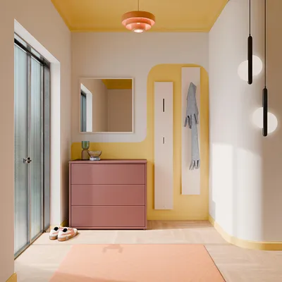 Produktbild von Forte ALICE SPRINGS Kommode 100, modern-minimalistisch, 3 Schubladen, Wohn-/Schlafzimmer, Holzwerkstoff, Terrakotta, 94,8 cm breit x 83,1 cm hoch x 41,5 cm tief