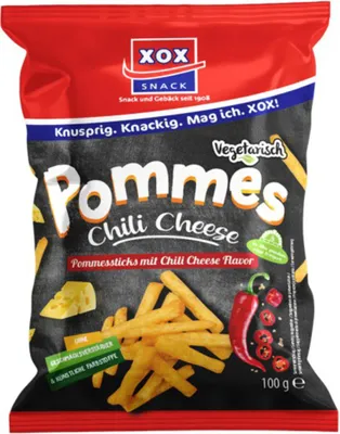 Immagine prodotto di XOX chips di mais al peperoncino e formaggio con un mix di spezie piccanti 100g
