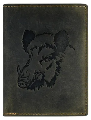 Image de GREENBURRY porte-monnaie Vintage Animal Collection Wallet Olive Wild Boar vert foncé