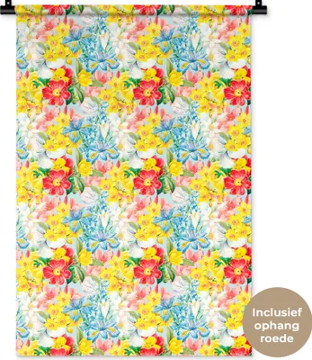 Produktbild von MuchoWow® Wandteppich Wandbehang Blumen - Sommer - Muster 60x90 cm Tapisserie Dekoration Wandtuch - Foto-Teppich - Abwaschbar
