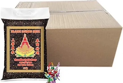 Produktbild von yoaxia ® - 10er Pack - [ 10x 1kg ] ROYAL THAI Schwarzer Reis / Riz Noir Cargo AAA / Black Cargo Rice + ein kleines Glückspüppchen - Holzpüppchen