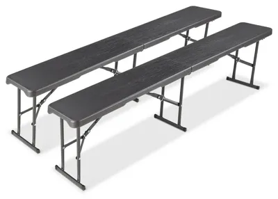 Immagine prodotto di Panca da campeggio pieghevole - Panca da giardino pieghevole - Seduta in plastica - Struttura in metallo - 180×28×43 cm - Con maniglia per il trasporto - Ideale per terrazza, balcone, campeggio e uso all'aperto
