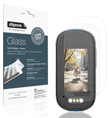 Produktbild von 2x Schutzfolie für Sosisul 01141643 Action Cam matt - Anti-Shock 9H Folie dipos Glass Kunststoffglas