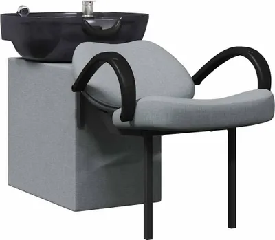 Image de vidaXL Chaise de salon de coiffure Gris clair et noir 136 x 60 x 92 cm Tissu