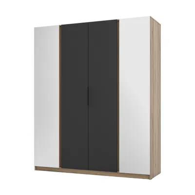 Produktbild von Großer Kleiderschrank 200 VERU – Schwarz / Eichenholzoptik