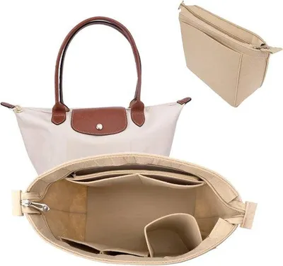 Produktbild von Famanu Taschenorganizer für L - Beige, 6 Innenfächer, 2 Außenfächer
