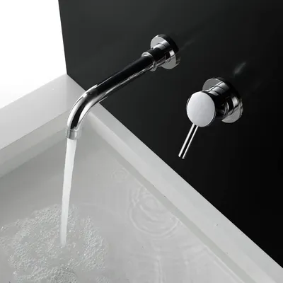 Waschtischarmatur Wandmontage, Einhebelmischer, Chrom, Messing