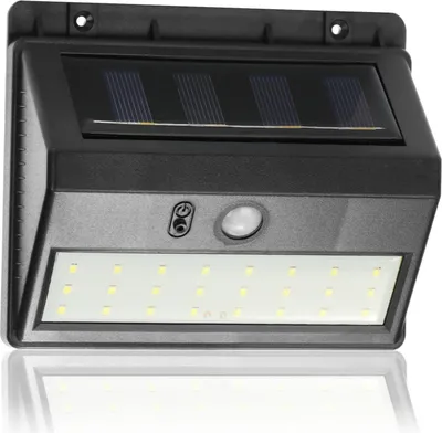 Produktbild von COM-FOUR® Solar-LED-Wandleuchte, Solar Aussenleuchte aus wetterfestem Kunststoff, mit Dämmerungssensor, Bewegungsmelder und An-/Aus-Schalter