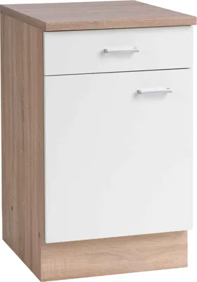 Produktbild von Unterschrank - Eiche Sonoma Nachbildung - Weiß - B 50 cm - 1 Schublade - 1 Tür