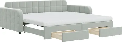Obrázek produktu pro vidaXL Rozkládací postel se zásuvkami Light Grey 100x200 cm Velvet
