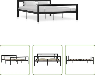 Obrázok produktu pre The Living Store Čierno-biely kovový rám postele 140 × 200 cm