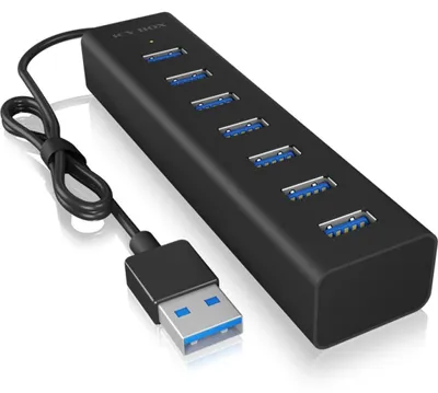 Obrázek produktu pro ICY BOX IB-HUB1700-U3, USB 3.2 Gen 1 (3.1 Gen 1) Type-A, USB 3.2 Gen 1 (3.1 Gen 1) Type-A, 5000 Mbit/s, Černá, Hliník, Access, Výkon