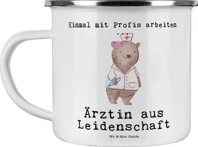 Produktbild von Mr. & Mrs. Panda Teetasse Ärztin Leidenschaft - Weiß - Geschenk, Campingtasse, Medizinstudium, Kaffeepott, Danke, Pott, Krankenhaus, Emaille Becher, Arztpraxis, Lustig