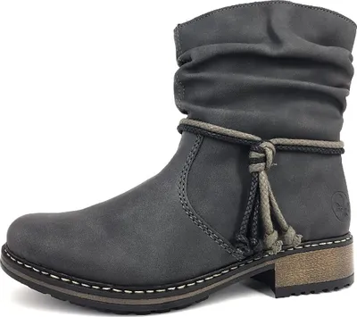 A single gray boot is shown against a white background.