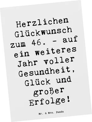 Produktbild von Mr. & Mrs. Panda Postkarte Spruch 46. Geburtstag Glückwünsche - Weiß - Geschenk, Freude, Postkarten, Geburtstagsdekoration, Alter, feiern, bildkarte, Ansichtskarten